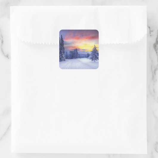 Winterlandschaft Quadratischer Aufkleber (Tasche)