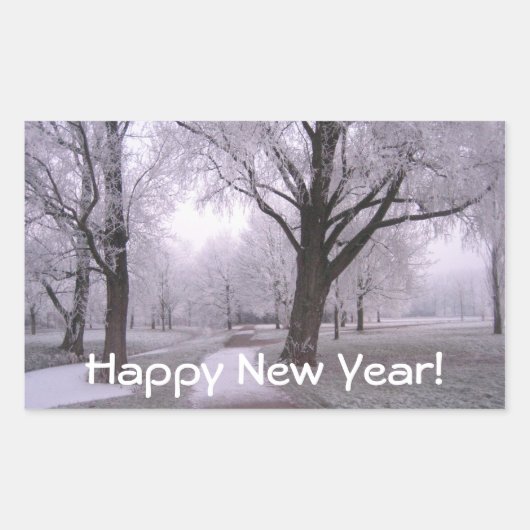 Winterlandschaft Rechteckiger Aufkleber (Vorderseite)