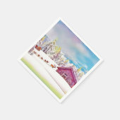 Winterlandschaft Rentier und Blockhütte Wasserfarb Serviette (Ecke)