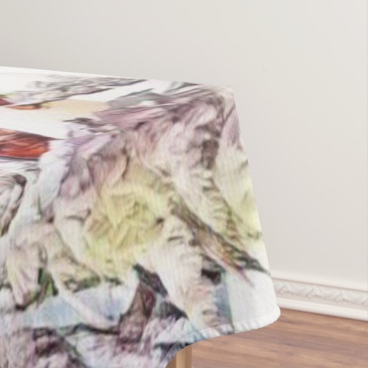 Winterlandschaft Rentier und Blockhütte Wasserfarb Tischdecke (Beispiel)