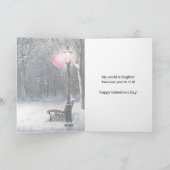 Winterlandschaft – Rosa Herzen Frohes Valentinstag Karte (Innenseite)