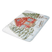 Winterlandschaft Rotes Haus Badematte (Schrägansicht)
