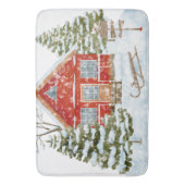 Winterlandschaft Rotes Haus Badematte (Vorderseite Vertikal)