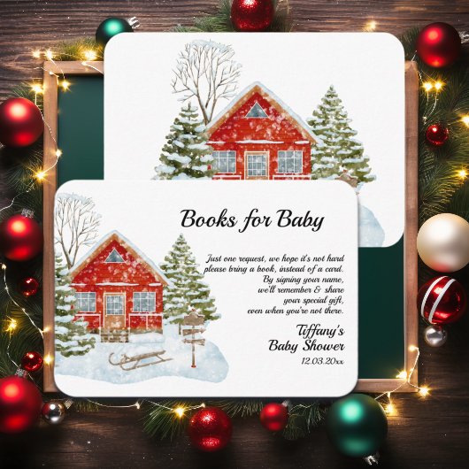 Winterlandschaft Rotes Haus Bücher für Baby Begleitkarte