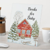 Winterlandschaft Rotes Haus Bücher für Baby Sockelschild (In Situ)