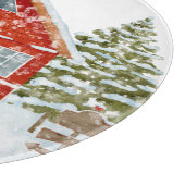 Winterlandschaft Rotes Haus Schneidebrett (Ecke)