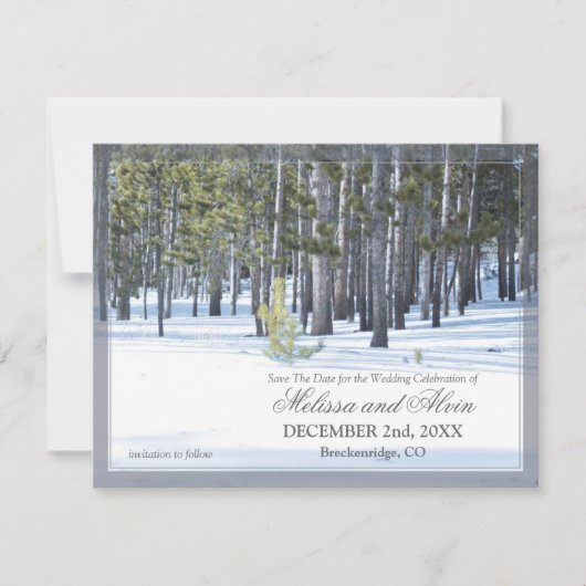 Winterlandschaft Save the Date Einladung (Vorderseite)