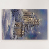 Winterlandschaft, Schloss im Schnee, Retro-Schloss Puzzle (Horizontal)