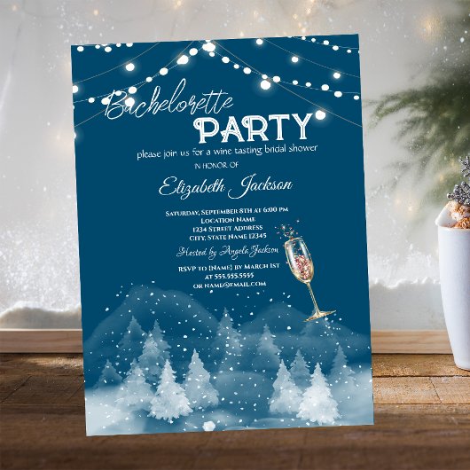 Winterlandschaft Schnee Bachelorette Einladung