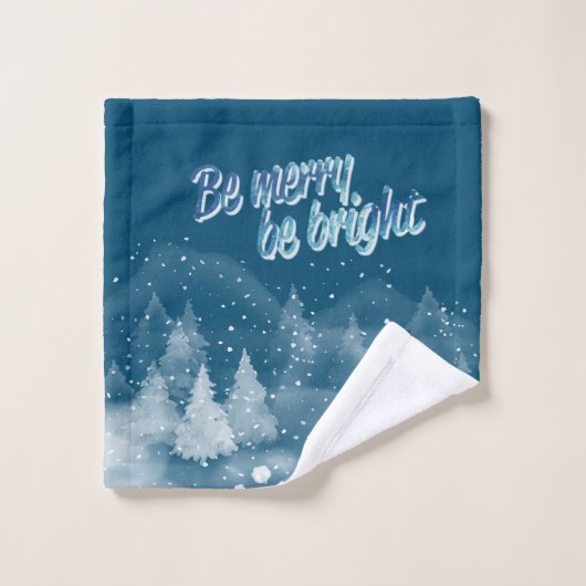 Winterlandschaft Schnee Blauer Urlaub Badhandtuch Set (Waschlappen)