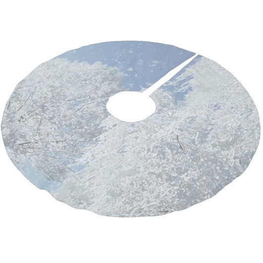 Winterlandschaft Schnee Eis Baum Schneeflocken Polyester Weihnachtsbaumdecke (Schrägansicht)