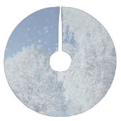 Winterlandschaft Schnee Eis Baum Schneeflocken Polyester Weihnachtsbaumdecke (Vorderseite)