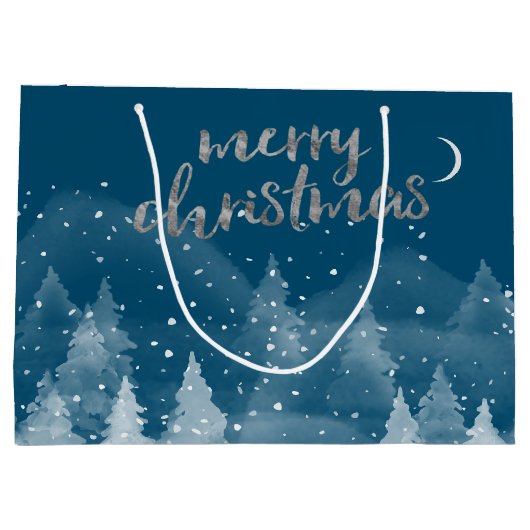 Winterlandschaft Schnee Große Geschenktüte (Rückseite)