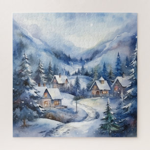 Winterlandschaft Schnee Häuser Weihnachten Puzzle