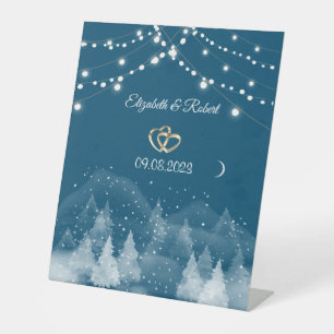 Winterlandschaft Schnee Hochzeit Sockelschild