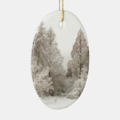 Winterlandschaft Schneebäume Dekorationen Keramik Ornament (Rechts)