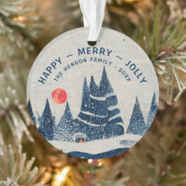 Winterlandschaft Schneewald Familie Moon Ornament
