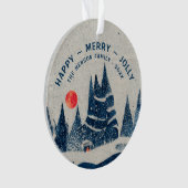Winterlandschaft Schneewald Familie Moon Ornament (Vorderseite)