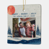 Winterlandschaft Schneewald Moon Foto Weihnachten Keramikornament (Links)