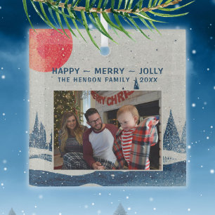 Winterlandschaft Schneewald Moon Foto Weihnachten Ornament Aus Glas