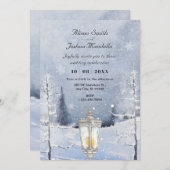 Winterlandschaft Schneewaldhochzeit Einladung (Vorne/Hinten)