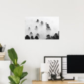 Winterlandschaft Schwarz-Weiß-Fotografie Poster (Heimbüro)