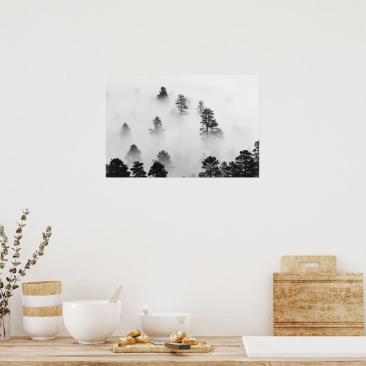 Winterlandschaft Schwarz-Weiß-Fotografie Poster (Küche)