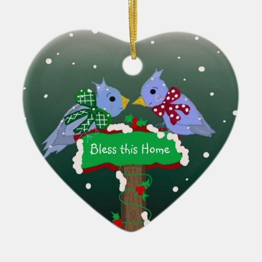 Winterlandschaft - segne diese Zuhause Keramik Ornament (Vorne)