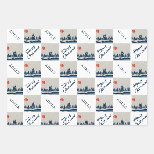 Winterlandschaft Snowy Forest Moon Weihnachten Geschenkpapier Set (Vorderseite 3)