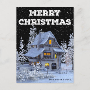 Winterlandschaft Snowy House Frohe Weihnachtsfeier Feiertagspostkarte