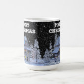 Winterlandschaft Snowy House Frohe Weihnachtsfeier Kaffeetasse (Mittel)