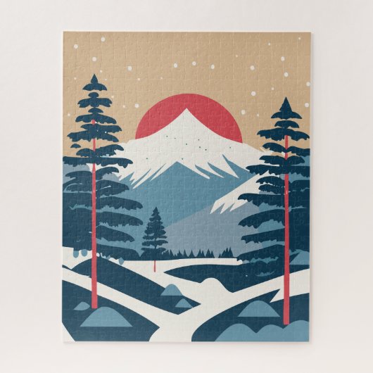Winterlandschaft & Sonnenaufgang Puzzle (Vertikal)
