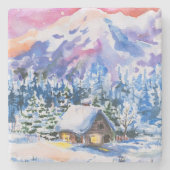 Winterlandschaft Steinuntersetzer (Vorderseite)