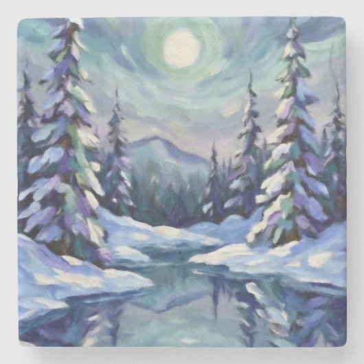 Winterlandschaft Steinuntersetzer (Vorderseite)