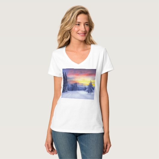 Winterlandschaft T-Shirt (Vorderseite Vollansicht)