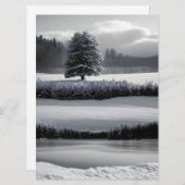 Winterlandschaft und Baum, Schwarz und Weiß - Kuns Einladung (Vorne/Hinten)