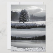 Winterlandschaft und Baum, Schwarz und Weiß - Kuns Einladung (Vorderseite)