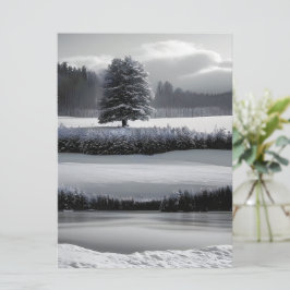 Winterlandschaft und Baum, Schwarz und Weiß - Kuns Einladung
