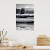 Winterlandschaft und Baum, Schwarz und Weiß - Kuns Poster (Küche)