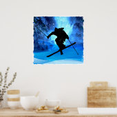 Winterlandschaft und Freestyle Skier Poster (Küche)