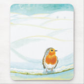 Winterlandschaft und Roter Robin Mousepad (Vorne)