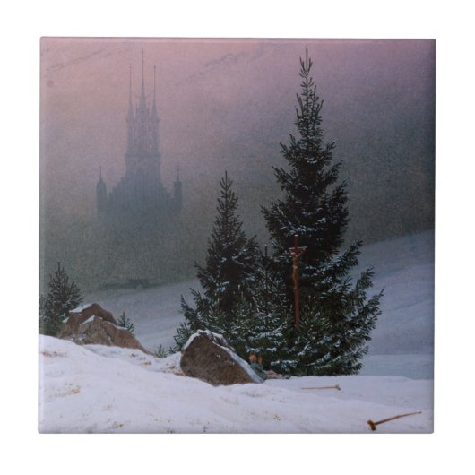 Winterlandschaft (von Caspar David Friedrich) Fliese (Vorderseite)