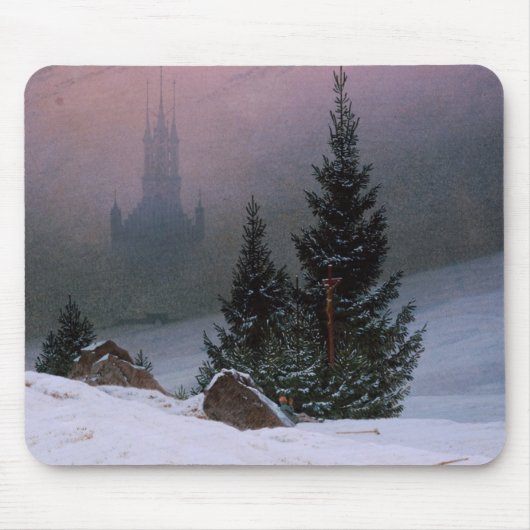 Winterlandschaft (von Caspar David Friedrich) Mousepad (Vorne)
