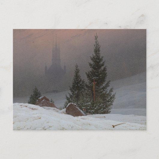 Winterlandschaft von Caspar David Friedrich Postkarte (Vorderseite)