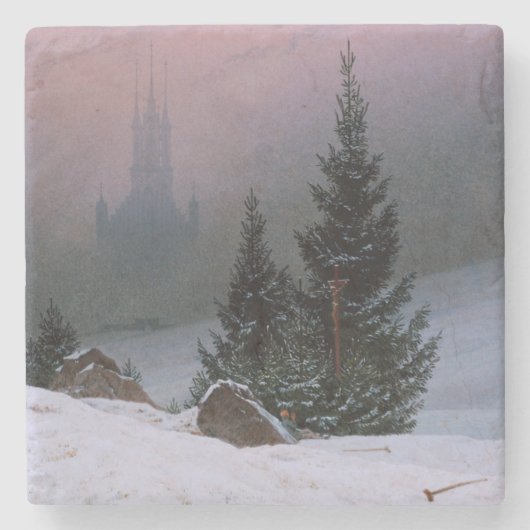 Winterlandschaft (von Caspar David Friedrich) Steinuntersetzer (Vorderseite)