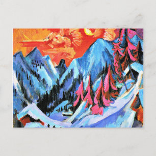 Winterlandschaft von Ernst Kirchner im Mondschein Postkarte
