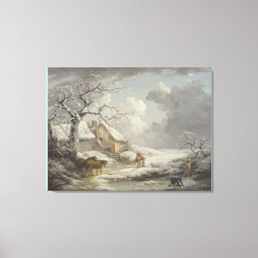 Winterlandschaft von George Morland Leinwanddruck (Vorderseite)