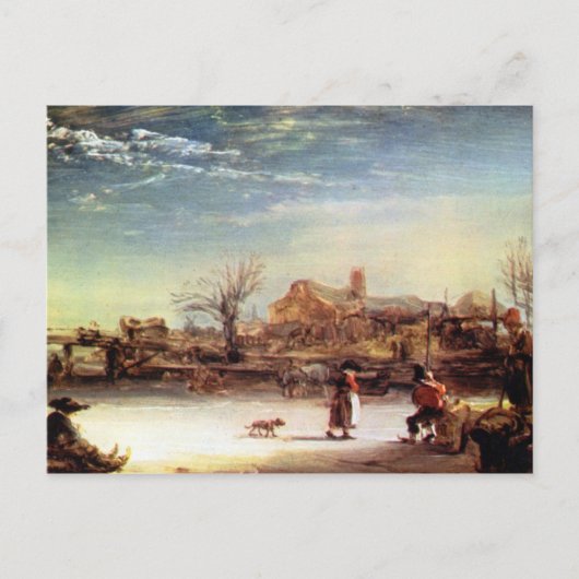 Winterlandschaft von Rembrandt Harmenszoon van Rij Postkarte (Vorderseite)