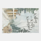 Winterlandschaft Wandern im Winterwunderland Geschirrtuch (Horizontal)