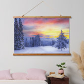 Winterlandschaft Wandteppich Mit Holzrahmen (Schlafzimmer)
